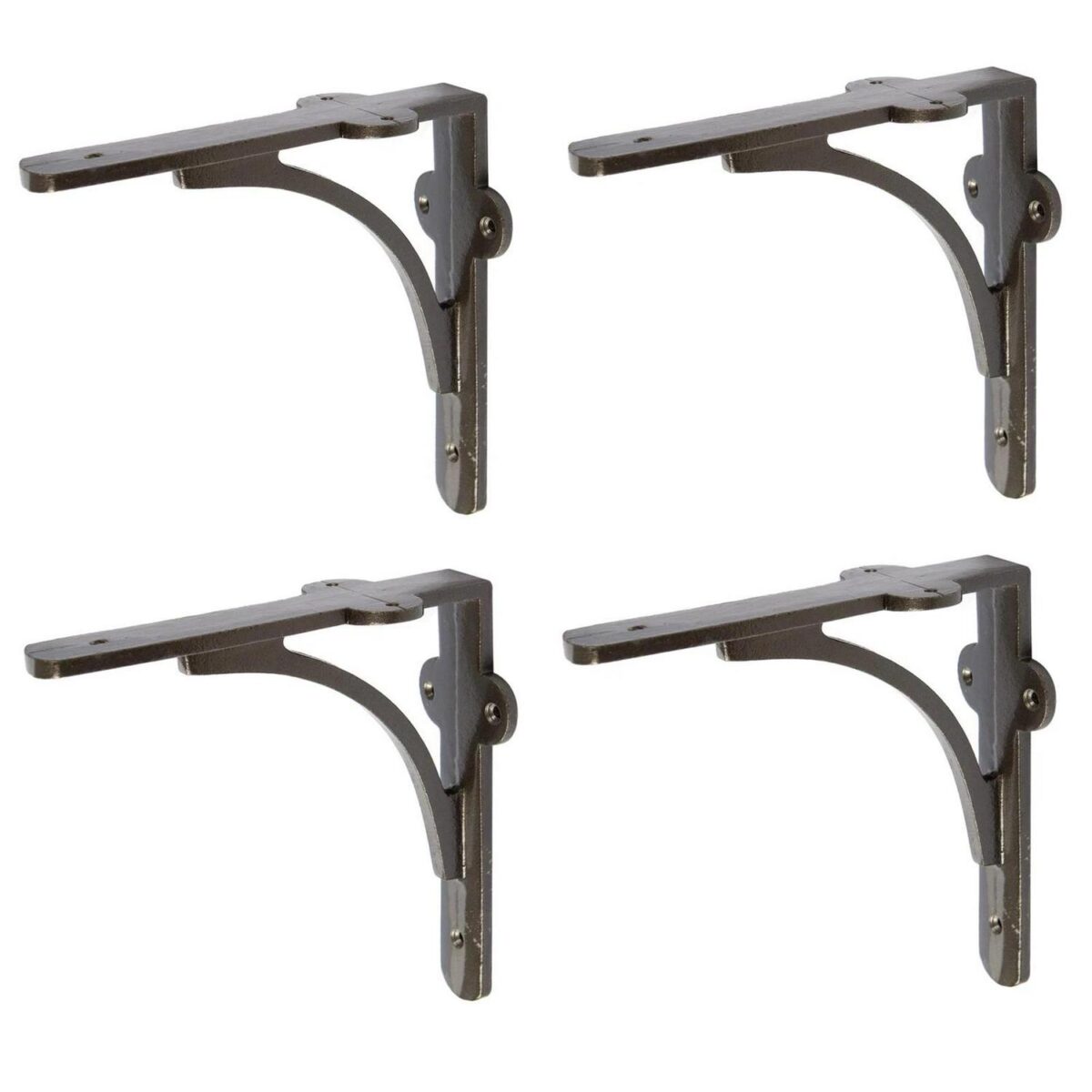 4x Curved Iron Shelf Bracket Cast Iron Antique Vintage Wall Brackets D150mm Raw - Image 1