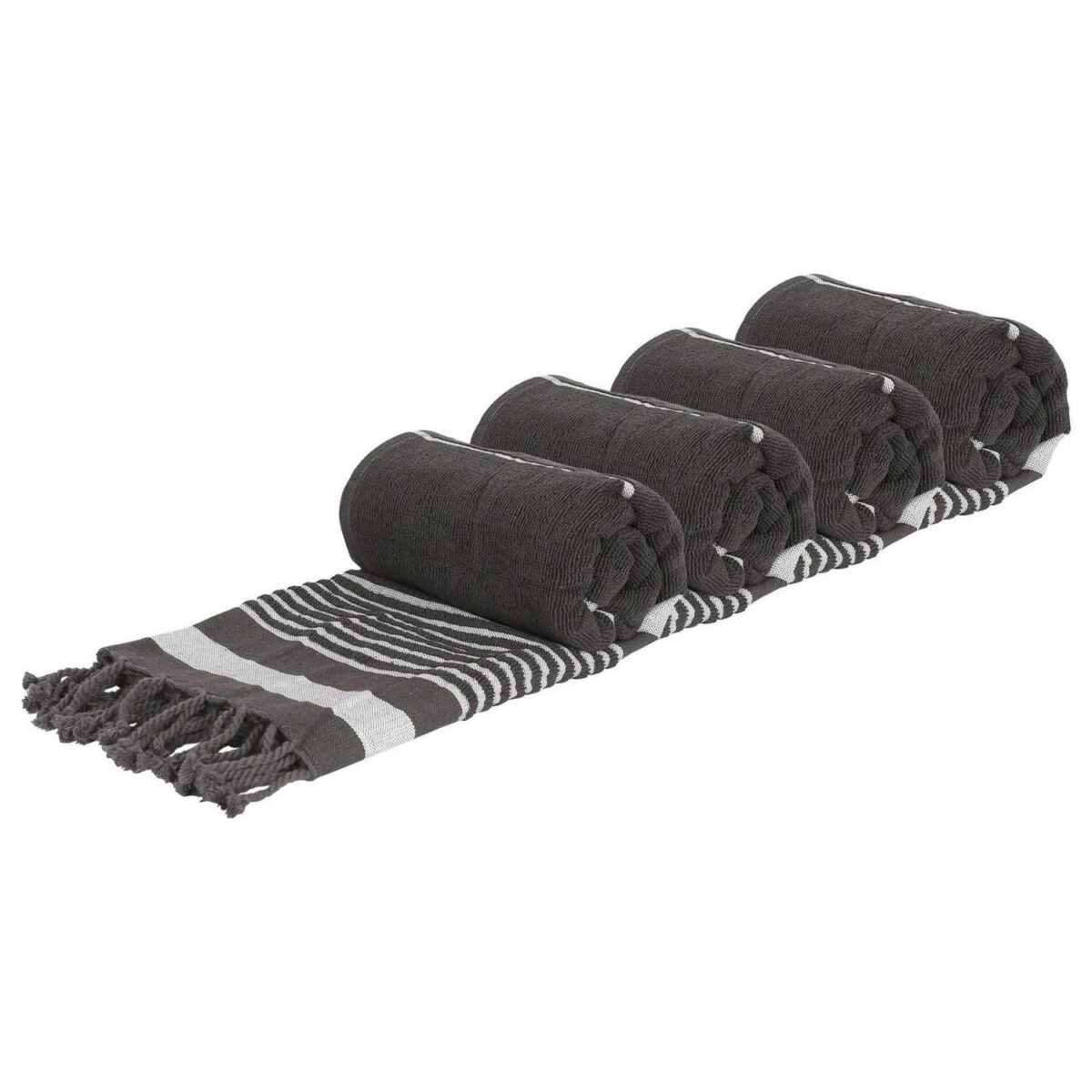 4x Deluxe 100% Cotton Turkish Beach Towels 160cm x 90cm Charcoal - Image 1