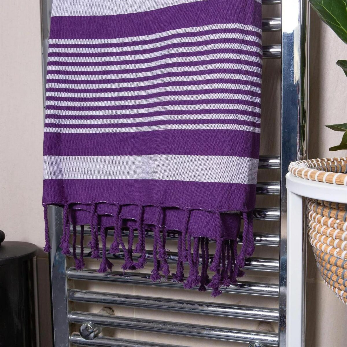 4x Deluxe Cotton Turkish Bath Towels Beach Sauna Hammam 157 x 87cm Purple - Image 6