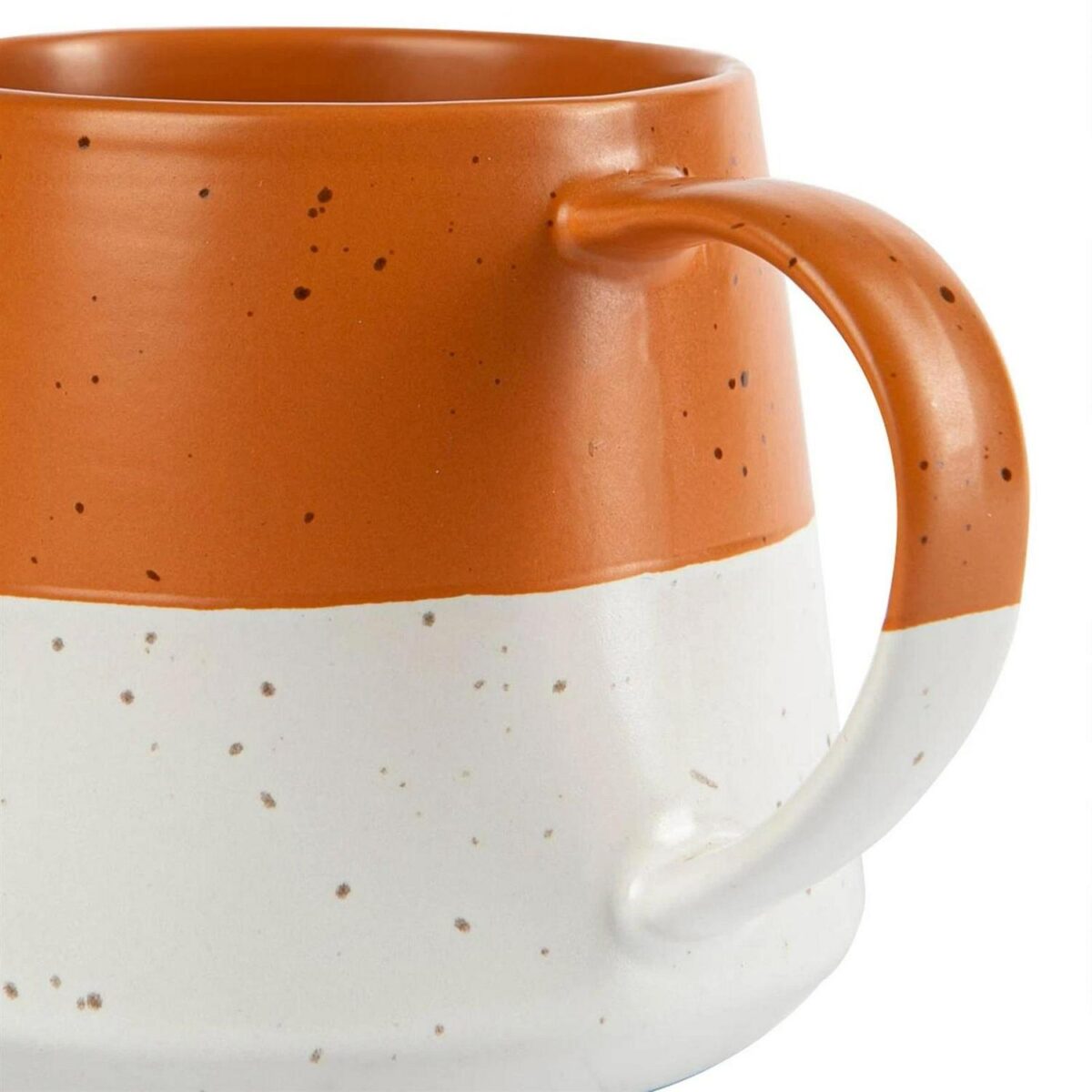 4x Dipped Flecked Stoneware Belly Mugs Rustic Tea Cups Set 370ml Burnt Orange - Image 4