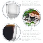 4x Double Walled Coffee Glasses Double Wall Insulated Latte Glasses 220ml Clear - Image 2