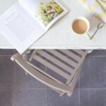 4x Dove Grey Wooden Folding Chairs Foldable Space Saving Slatted Office Seat - Image 5