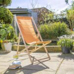 4x Folding Wooden Deck Chairs Adjustable Reclining Canvas Beach Lounger Orange - Image 5