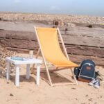 4x Folding Wooden Deck Chairs Adjustable Reclining Canvas Beach Lounger Orange - Image 6