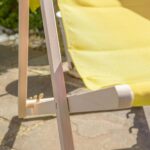 4x Folding Wooden Deck Chairs Adjustable Reclining Canvas Beach Lounger Yellow - Image 7