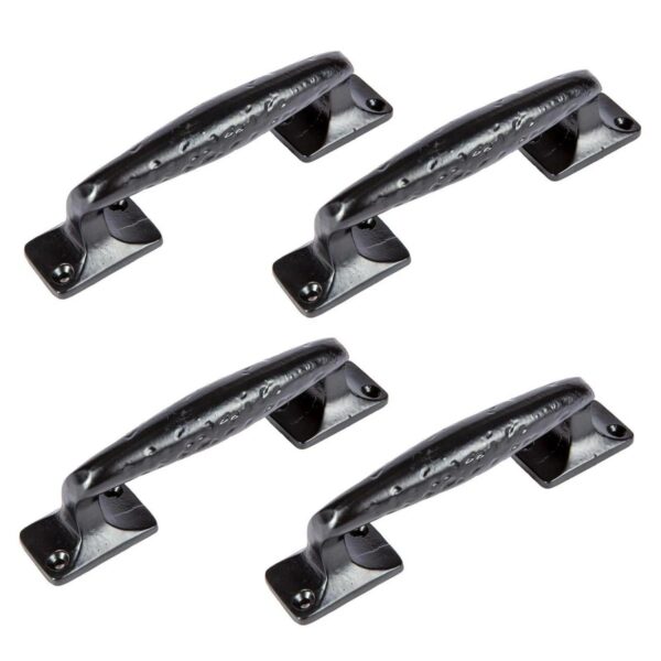 4x Forged Barn Door Handle Cast Iron Antique Cupboard Drawer Pull H150mm Black