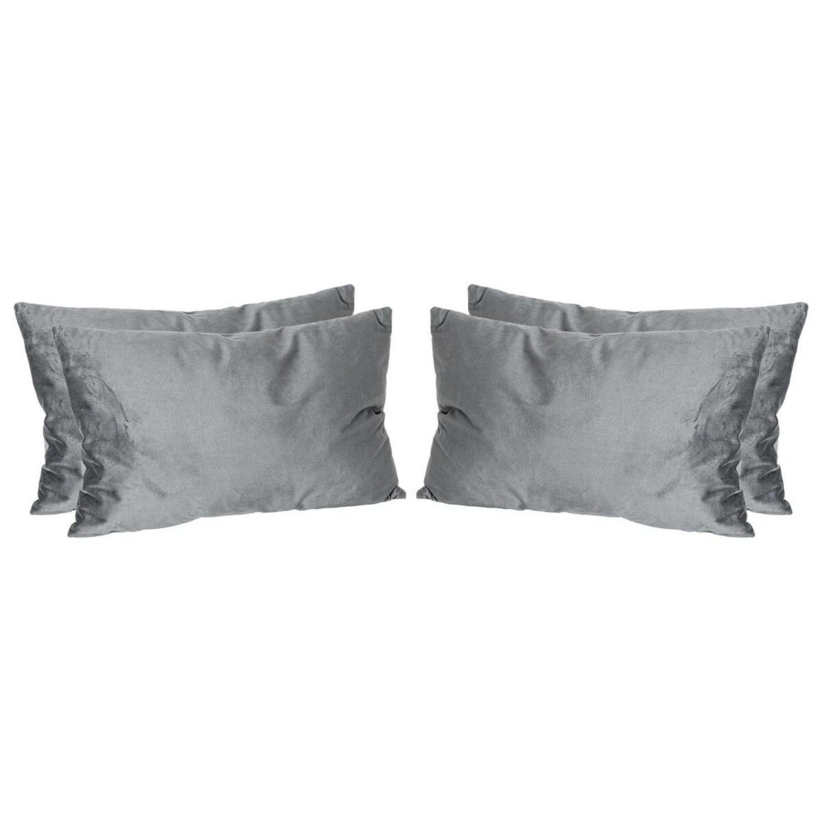 4x Grey 60cm x 40cm Rectangle Velvet Cushions Large Scatter Cushions with Cover - Image 1
