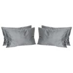 4x Grey 60cm x 40cm Rectangle Velvet Cushions Large Scatter Cushions with Cover