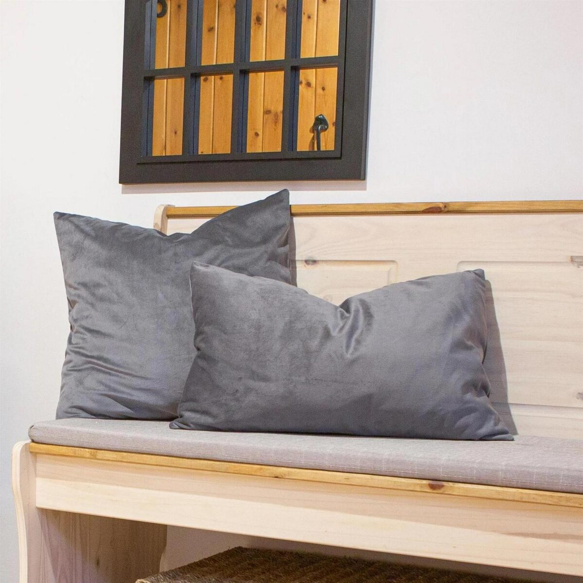 4x Grey 60cm x 40cm Rectangle Velvet Cushions Large Scatter Cushions with Cover - Image 6