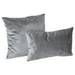 4x Grey 60cm x 40cm Rectangle Velvet Cushions Large Scatter Cushions with Cover - Image 4