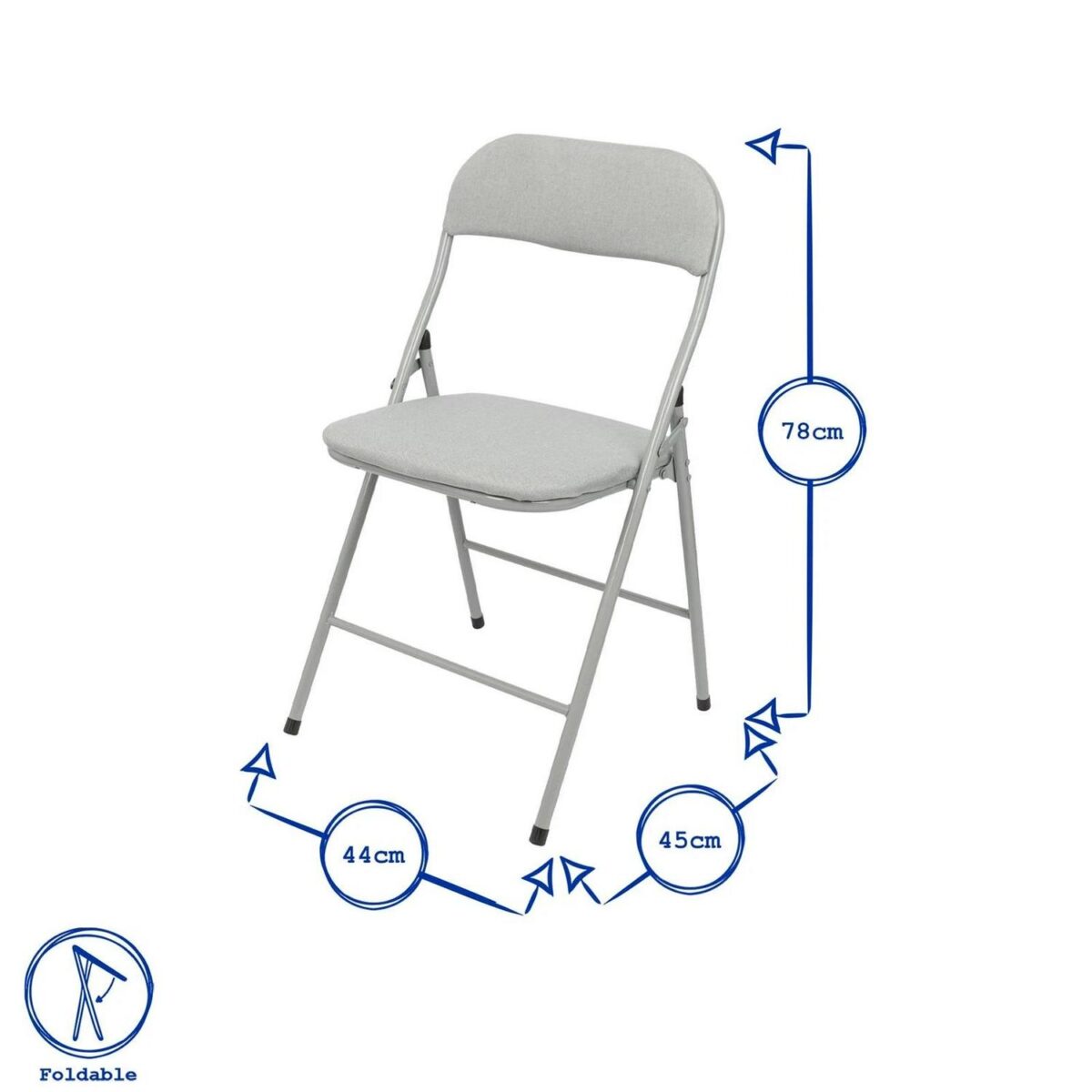 4x Grey Fabric Padded Metal Folding Chairs Foldable Office Dining Chair - Image 3