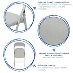 4x Grey Fabric Padded Metal Folding Chairs Foldable Office Dining Chair - Image 2