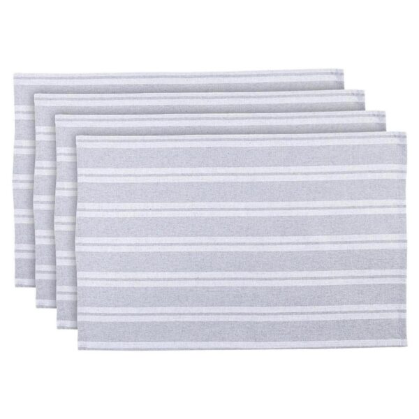 4x Grey Stripe 60cm x 40cm Cotton Tea Towels Kitchen Dish Towels Cloths