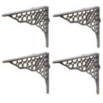 4x Honeycomb Iron Shelf Bracket Cast Antique Vintage Wall Brackets D205mm Raw