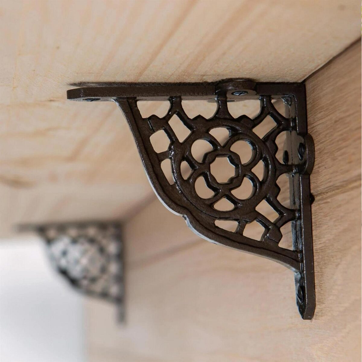 4x Honeycomb Iron Shelf Bracket Cast Antique Vintage Wall Brackets D100mm Black - Image 7