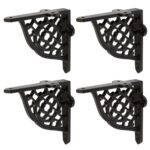 4x Honeycomb Iron Shelf Bracket Cast Antique Vintage Wall Brackets D100mm Black