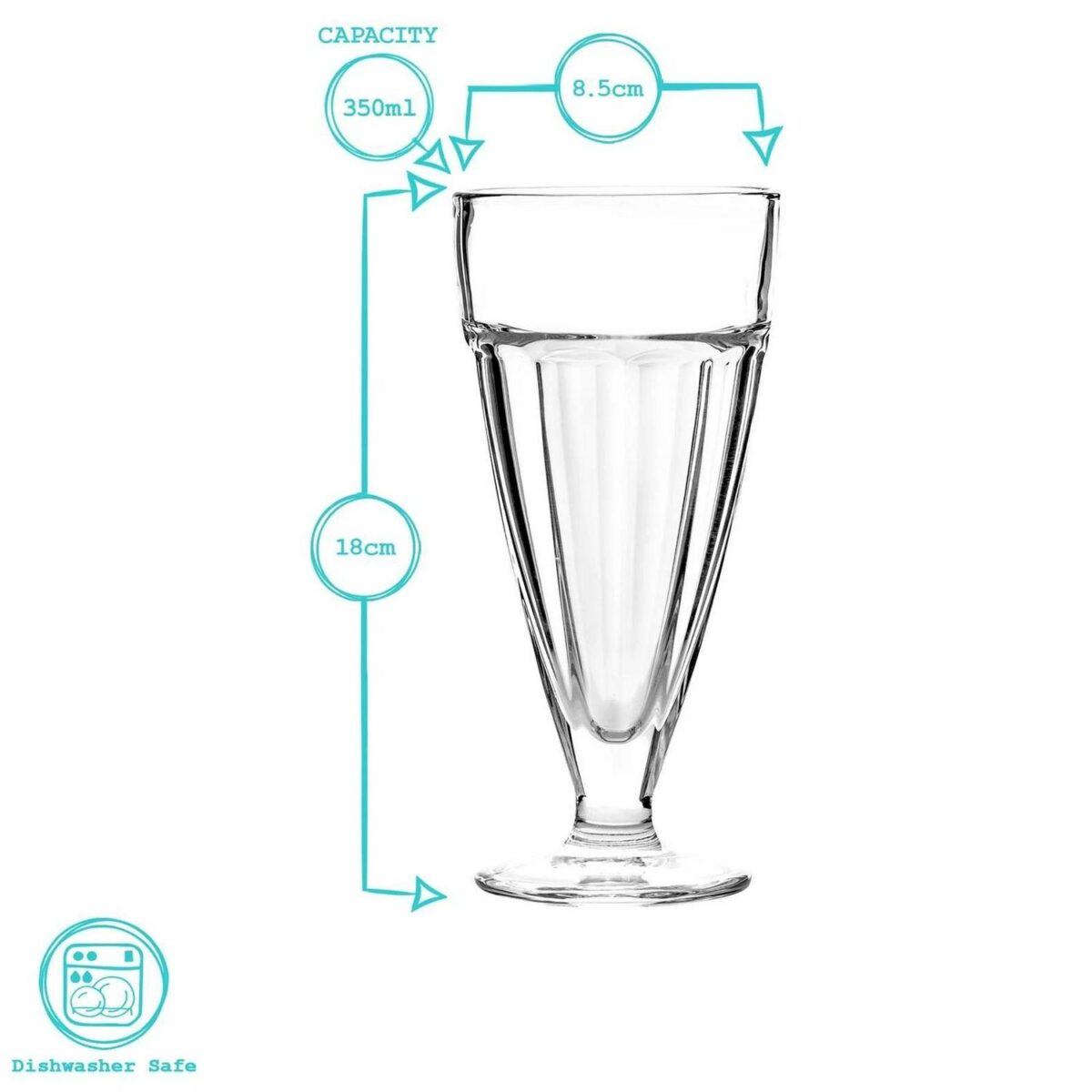 4x Ice Cream Sundae Glasses Knickerbocker Glory 350ml Clear - Image 3