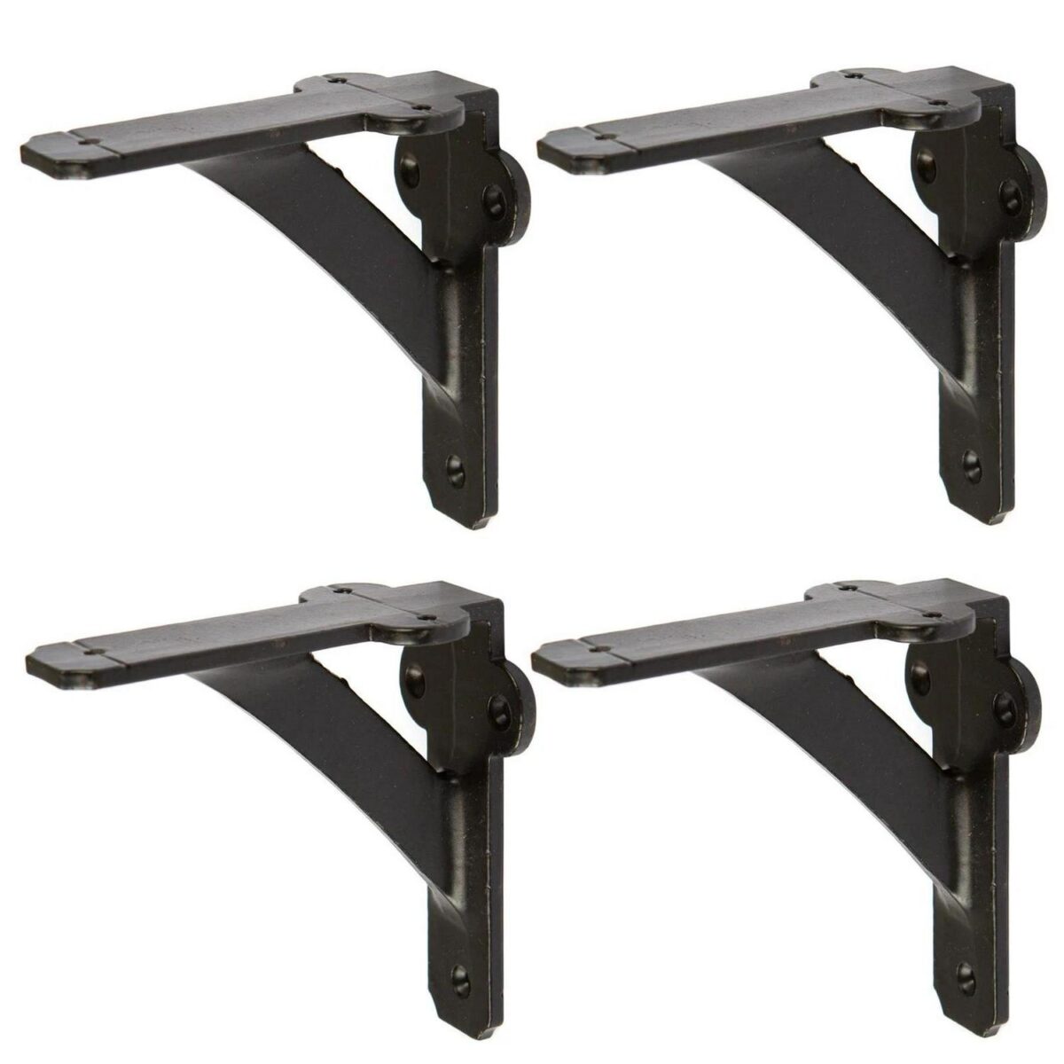 4x Iron Shelf Bracket Cast Iron Antique Vintage Wall Brackets D100mm Black - Image 1
