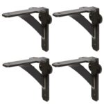 4x Iron Shelf Bracket Cast Iron Antique Vintage Wall Brackets D100mm Black