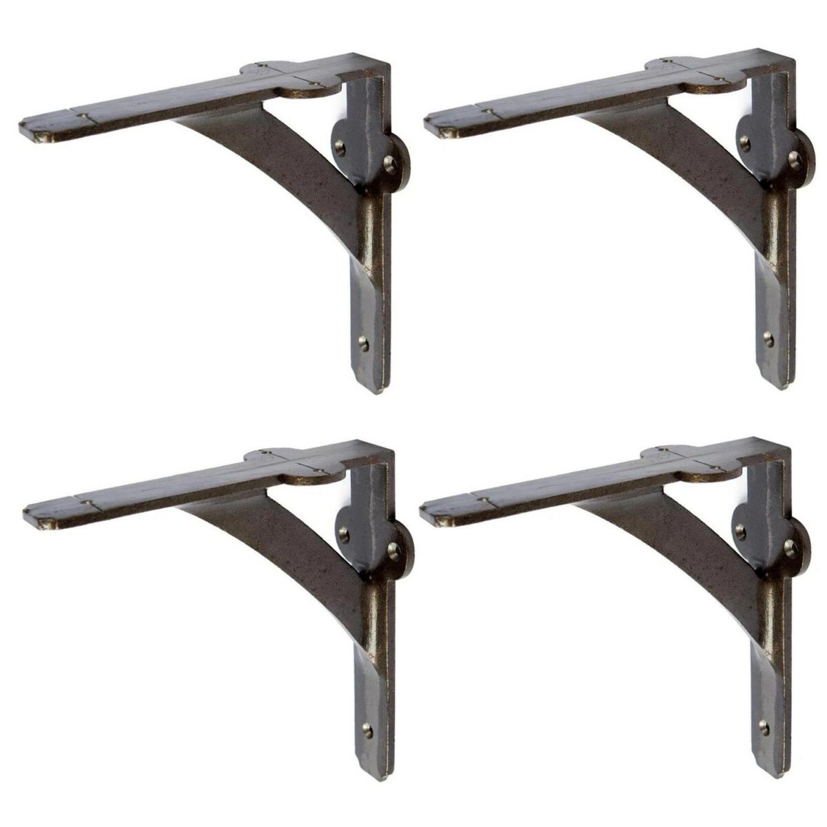 4x Iron Shelf Bracket Cast Iron Antique Vintage Wall Brackets D150mm Raw - Image 1