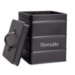 4x Kitchen Storage Canisters Set Tea Coffee Sugar Biscuit Vintage Metal Black - Image 4
