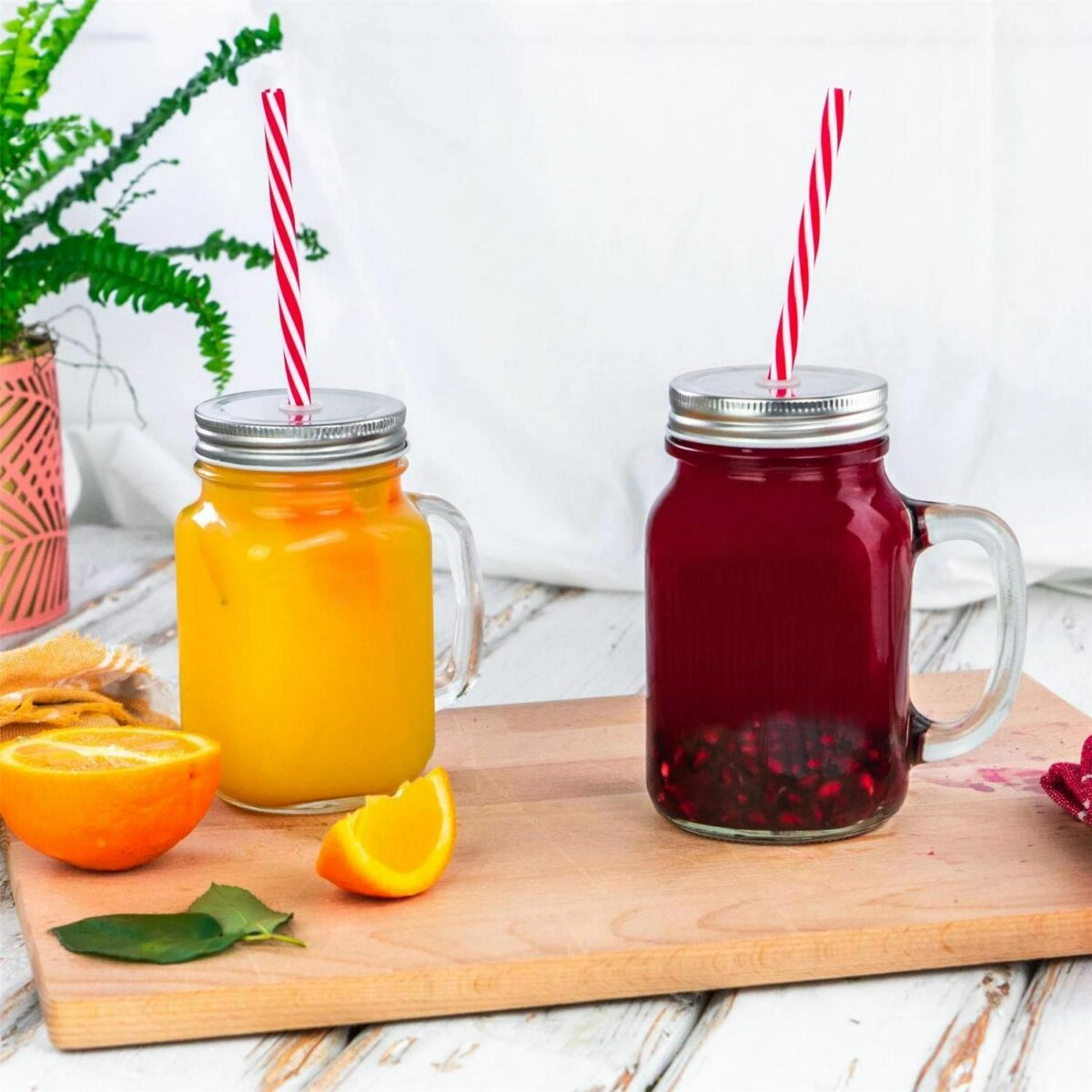 4x Mason Drinking Jar Glasses with Straws Retro Cocktail Serving Jug 450ml - Image 7