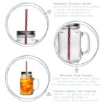 4x Mason Drinking Jar Glasses with Straws Retro Cocktail Serving Jug 450ml - Image 2