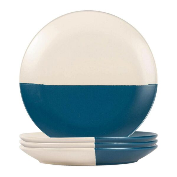 4x Navy 20.5cm Stoneware Dipped Side Plates Ceramic Kitchen Serving Dish Set
