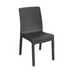 4x Nilufer Rattan Effect Garden Dining Chairs Anthracite Outdoor Patio Chair Set - Image 4