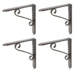 4x Notched Scroll Iron Shelf Bracket Antique Vintage Wall Brackets D150mm Raw