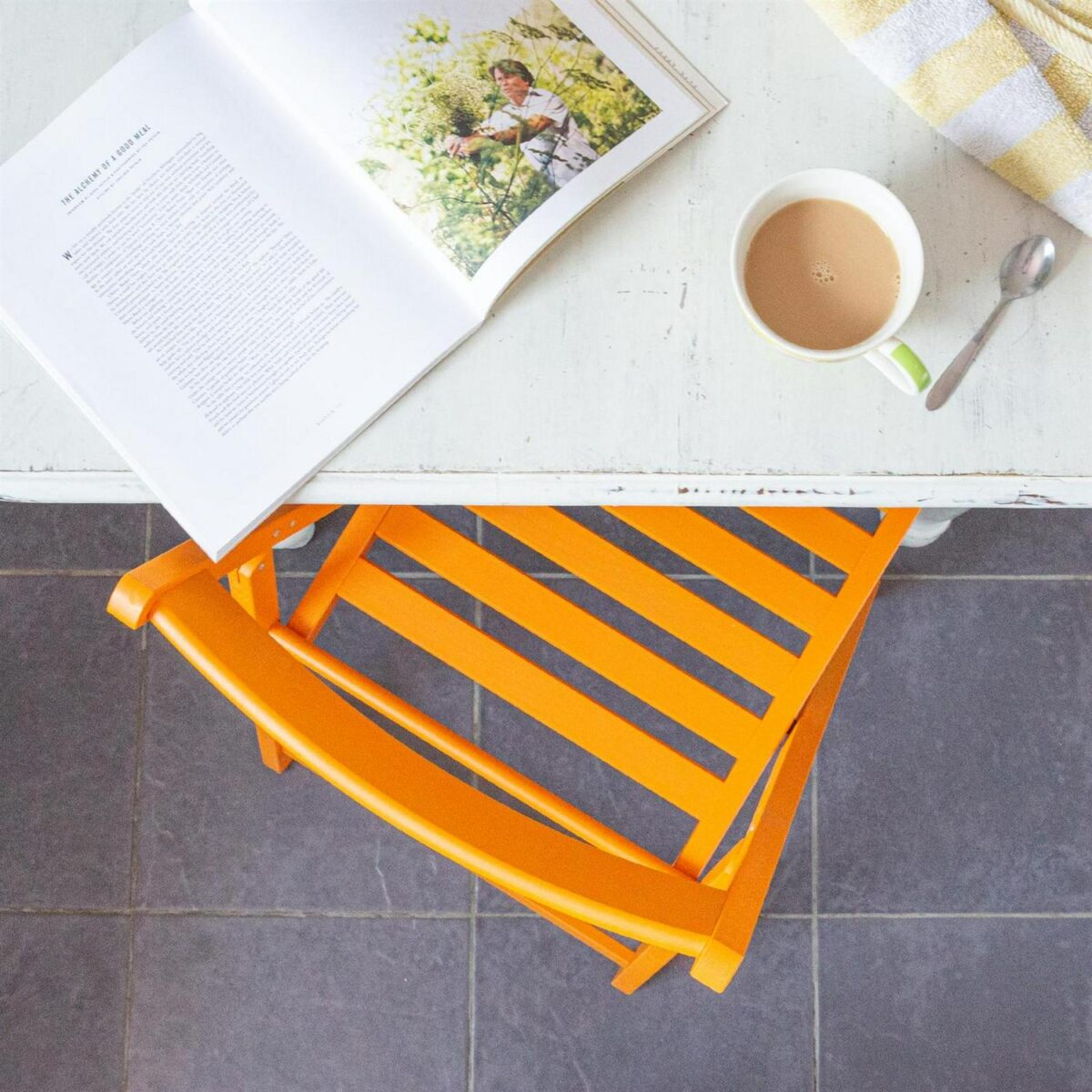 4x Orange Wooden Folding Chairs Foldable Space Saving Slatted Office Dining Seat - Image 5