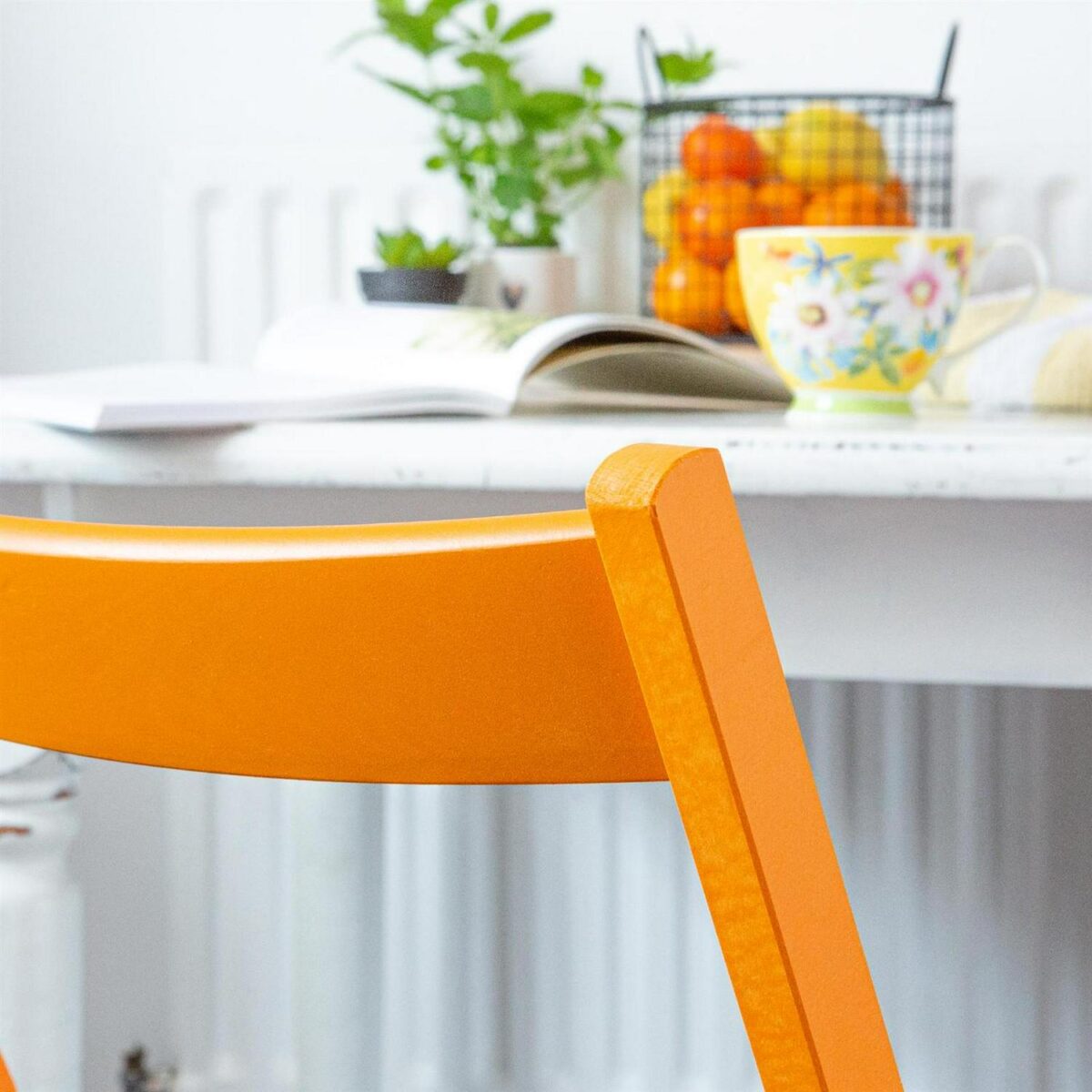 4x Orange Wooden Folding Chairs Foldable Space Saving Slatted Office Dining Seat - Image 6