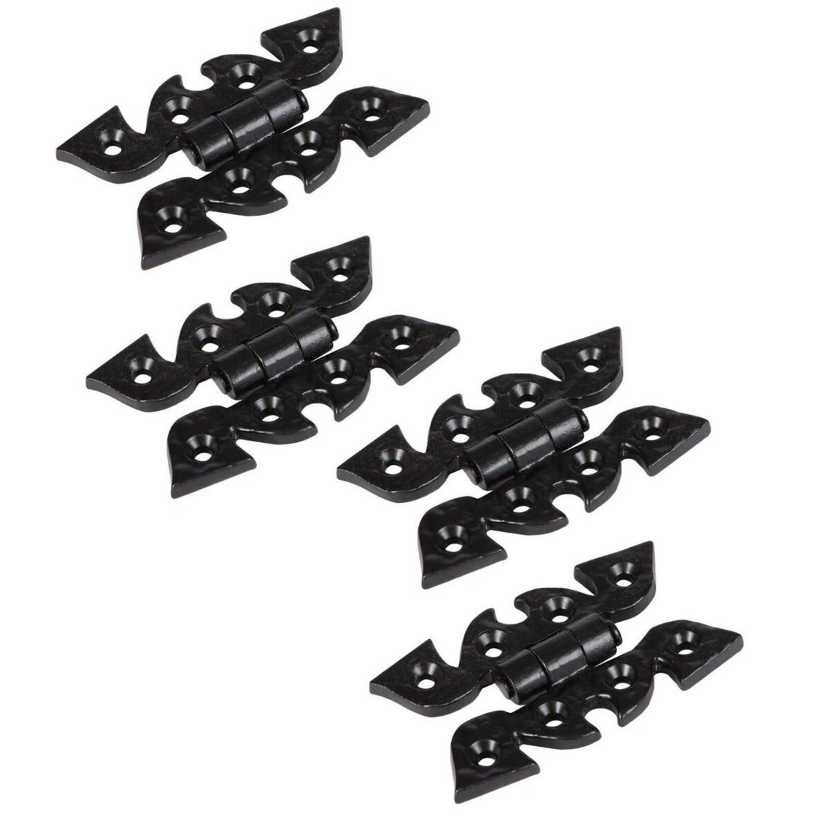 4x Ornate Cabinet Hinge Cast Iron Antique Cupboard Door Hinges H75mm Black - Image 1