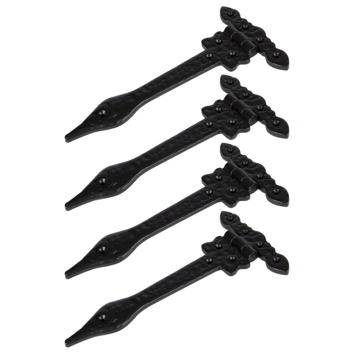 4x Ornate T-Hinge Cast Iron Antique Cupboard Door Hinges W230mm Black - Image 1