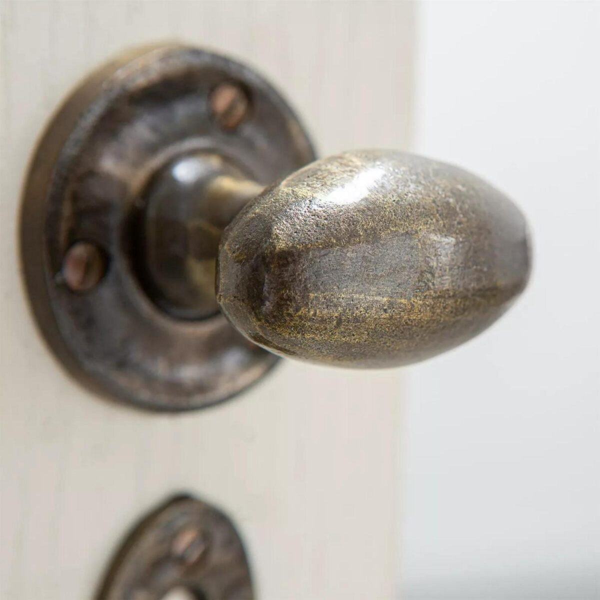4x Oval Rim and Mortice Door Knob Cast Iron Antique Vintage Handle W60mm Brass - Image 7