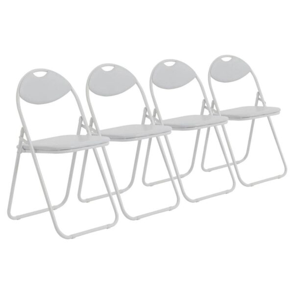 4x Padded Folding Chairs Easy Store Metal Frame Office Bedroom Seating White