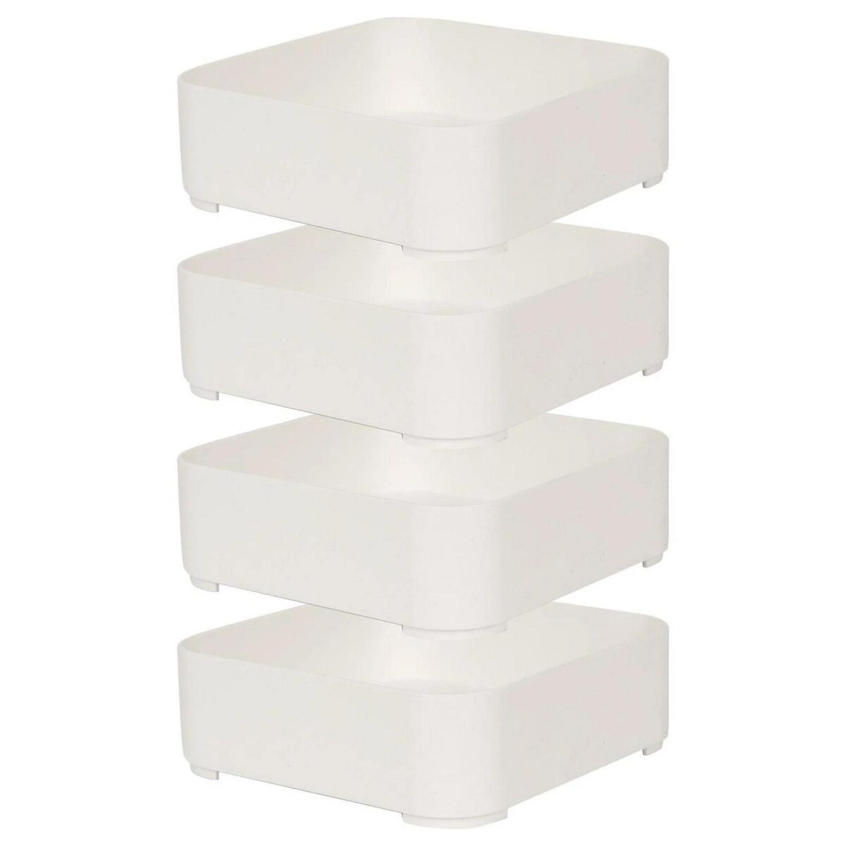 4x Plastic Stackable Storage Bins 15cm x 15cm x 5cm White Kitchen Office School - Image 1