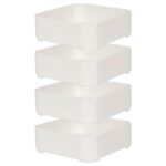 4x Plastic Stackable Storage Bins 15cm x 15cm x 5cm White Kitchen Office School