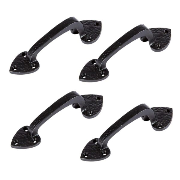4x Rustic Arrowhead Door Handle Cast Iron Antique Cupboard Pull H155mm Black