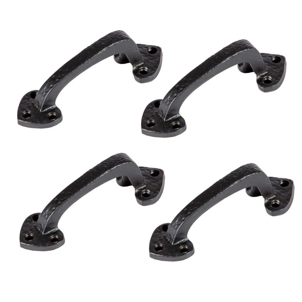 4x Rustic Arrowhead Door Handle Cast Iron Antique Cupboard Pull H100mm Black - Image 1
