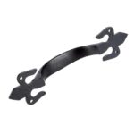 4x Rustic Fleur De Lis Door Handle Cast Iron Antique Cupboard Pull H200mm Black - Image 3
