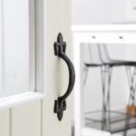 4x Rustic Fleur De Lis Door Handle Cast Iron Antique Cupboard Pull H200mm Black - Image 6