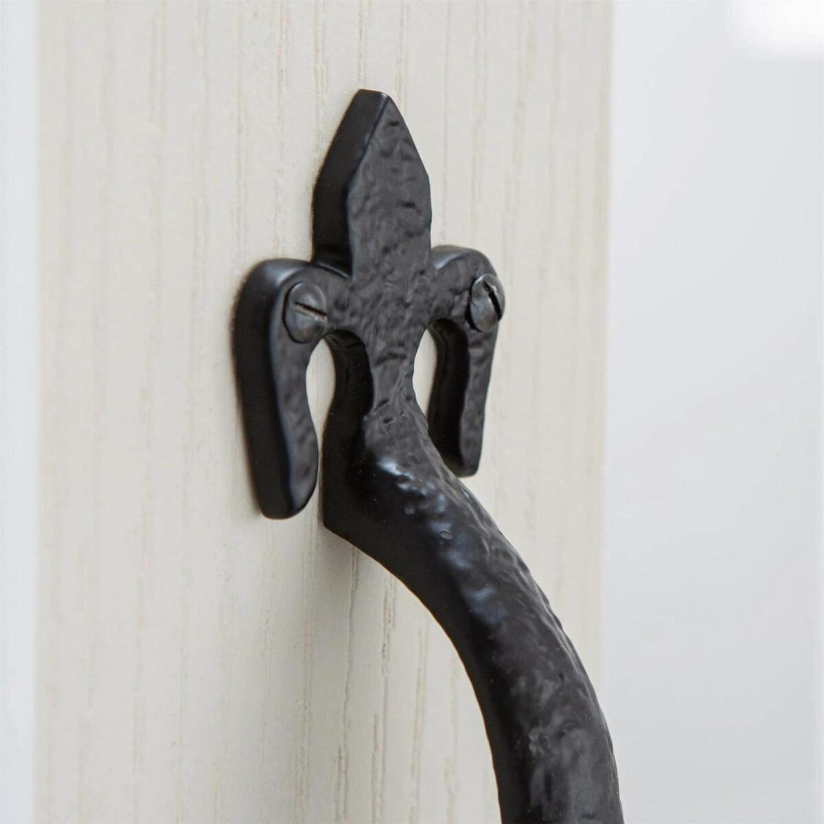 4x Rustic Fleur De Lis Door Handle Cast Iron Antique Cupboard Pull H200mm Black - Image 7