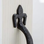 4x Rustic Fleur De Lis Door Handle Cast Iron Antique Cupboard Pull H200mm Black - Image 7