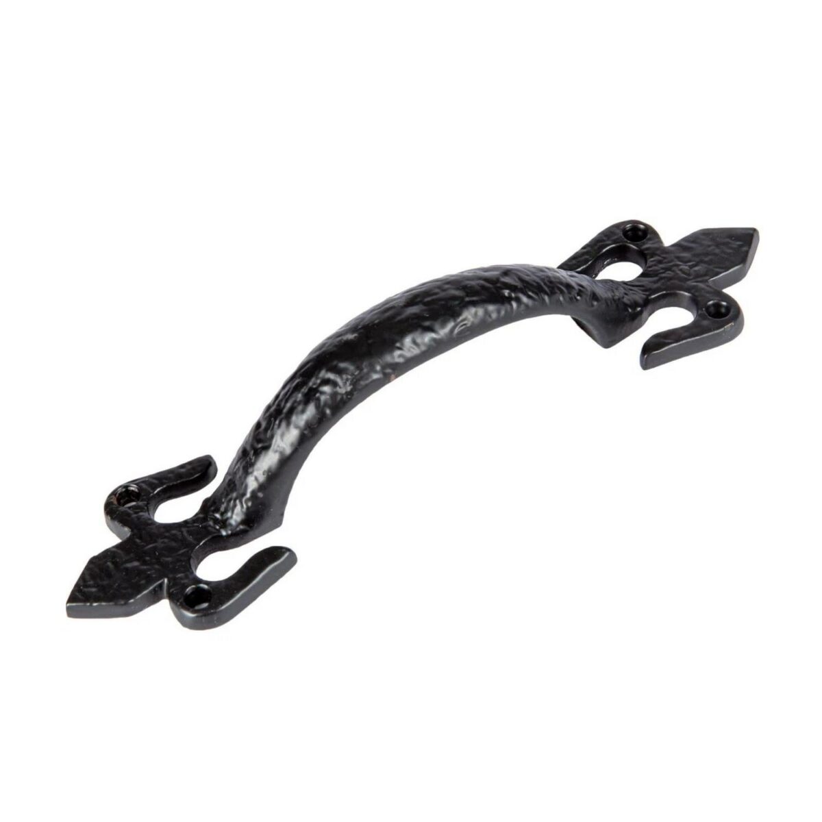 4x Rustic Fleur De Lis Door Handle Cast Iron Antique Cupboard Pull H200mm Black - Image 4