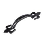 4x Rustic Fleur De Lis Door Handle Cast Iron Antique Cupboard Pull H200mm Black - Image 4