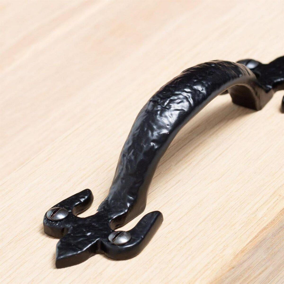 4x Rustic Fleur De Lis Door Handle Cast Iron Antique Cupboard Pull H150mm Black - Image 7