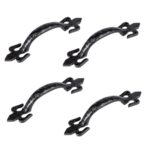 4x Rustic Fleur De Lis Door Handle Cast Iron Antique Cupboard Pull H200mm Black