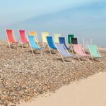 4x Sage Grey Stripe Folding Wooden Deck Chairs Outdoor Garden Beach Camping - Image 7