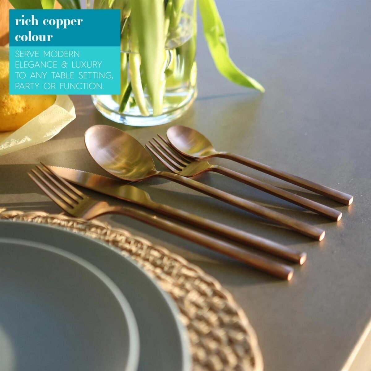 4x Stainless Steel Teaspoons 14.5cm Copper Kitchen Table Cutlery Coffee Set - Image 3